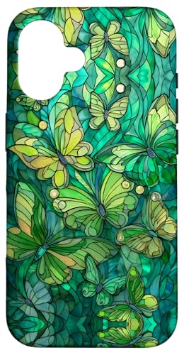 Butterflies Swirl Stained Art Effect Stain Art Lime Green Hülle für iPhone 16 Butterflies Swirl Stained Art Effect Stain Art Lime Green Hülle für iPhone 16 von Stained Art Effects ADC
