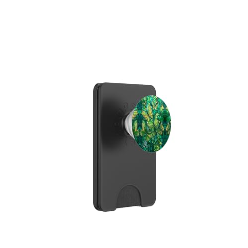 Butterflies Swirl Stained Art Effect Stain Art Lime Green PopSockets PopWallet für MagSafe von Stained Art Effects ADC
