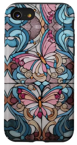 Butterflies Swirl Stained Art Effect Stain Art Trans Pride Hülle für iPhone SE (2020) / 7 / 8 von Stained Art Effects ADC