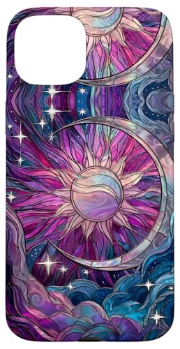 Celestial Sun Moon Stars Stained Art Effect Stain Art Pink Hülle für iPhone 15 Plus Celestial Sun Moon Stars Stained Art Effect Stain Art Pink Hülle für iPhone 15 Plus von Stained Art Effects ADC