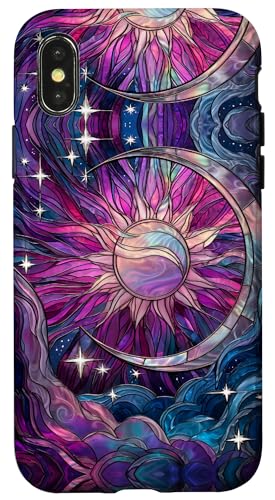 Celestial Sun Moon Stars Stained Art Effect Stain Art Pink Hülle für iPhone X/XS Celestial Sun Moon Stars Stained Art Effect Stain Art Pink Hülle für iPhone X/XS von Stained Art Effects ADC