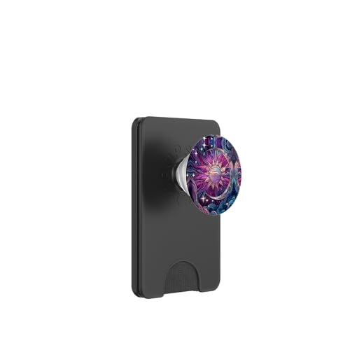 Celestial Sun Moon Stars Stained Art Effect Stain Art Pink PopSockets PopWallet für MagSafe von Stained Art Effects ADC