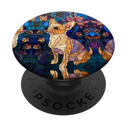 Chihuahua Dog Colorful Stained Art Effect Stain Art Floral PopSockets Klebender PopGrip von Stained Art Effects ADC