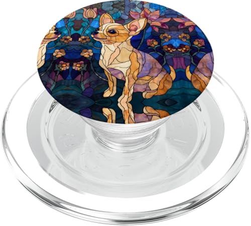 Chihuahua Dog Colorful Stained Art Effect Stain Art Floral PopSockets PopGrip für MagSafe von Stained Art Effects ADC