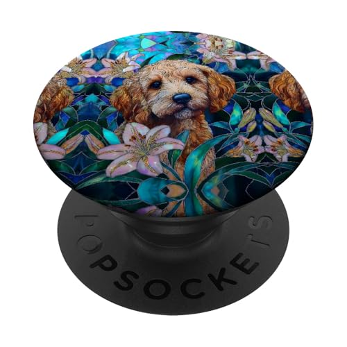 Cockapoo Dog Colorful Stained Art Effect Stain Art Lilies PopSockets Klebender PopGrip von Stained Art Effects ADC