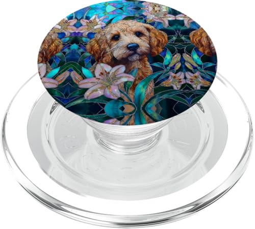 Cockapoo Dog Colorful Stained Art Effect Stain Art Lilies PopSockets PopGrip für MagSafe von Stained Art Effects ADC