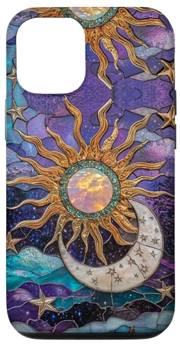 Hülle für iPhone 12/12 Pro Celestial Sun Moon Stars Stained Art Effect Art Stain Art Hülle für iPhone 12/12 Pro Celestial Sun Moon Stars Stained Art Effect Art Stain Art von Stained Art Effects ADC