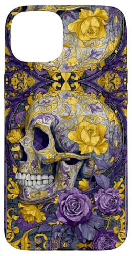 Skull Stained Art Effect Enby Stain Art Floral Nonbinary Hülle für iPhone 15 Plus Skull Stained Art Effect Enby Stain Art Floral Nonbinary Hülle für iPhone 15 Plus von Stained Art Effects ADC