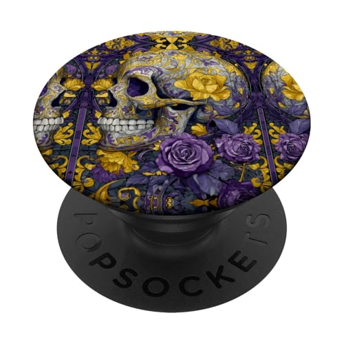 Skull Stained Art Effect Enby Stain Art Floral Nonbinary PopSockets Klebender PopGrip von Stained Art Effects ADC