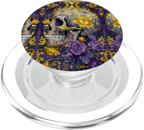 Skull Stained Art Effect Enby Stain Art Floral Nonbinary PopSockets PopGrip für MagSafe von Stained Art Effects ADC