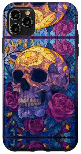 Skull Stained Art Effect Stain Art Floral Blue Purple Yellow Hülle für iPhone 11 Pro Max Skull Stained Art Effect Stain Art Floral Blue Purple Yellow Hülle für iPhone 11 Pro Max von Stained Art Effects ADC