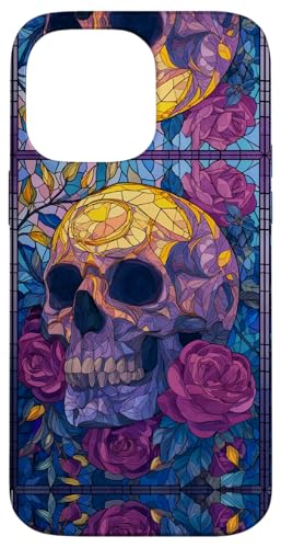 Skull Stained Art Effect Stain Art Floral Blue Purple Yellow Hülle für iPhone 14 Pro Max Skull Stained Art Effect Stain Art Floral Blue Purple Yellow Hülle für iPhone 14 Pro Max von Stained Art Effects ADC