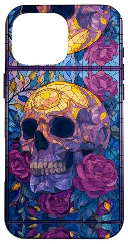 Skull Stained Art Effect Stain Art Floral Blue Purple Yellow Hülle für iPhone 16 Pro Max Skull Stained Art Effect Stain Art Floral Blue Purple Yellow Hülle für iPhone 16 Pro Max von Stained Art Effects ADC