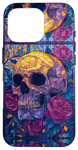 Skull Stained Art Effect Stain Art Floral Blue Purple Yellow Hülle für iPhone 16 Pro Skull Stained Art Effect Stain Art Floral Blue Purple Yellow Hülle für iPhone 16 Pro von Stained Art Effects ADC