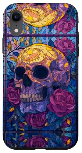 Skull Stained Art Effect Stain Art Floral Blue Purple Yellow Hülle für iPhone XR Skull Stained Art Effect Stain Art Floral Blue Purple Yellow Hülle für iPhone XR von Stained Art Effects ADC
