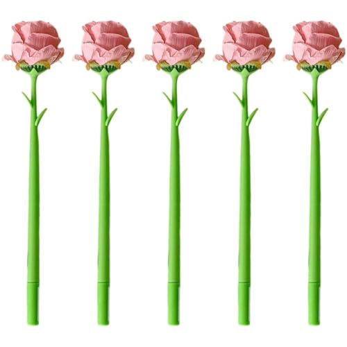 5 Stück Künstliche Rosen-gelstifte, Rosen-kugelschreiber, Blumen-gel-tintenstifte, Lustige Stifte, Studenten-schreibstifte, Rosen-förmige Kugelschreiber Für Büro, Schule, Lehrertag von Stakee