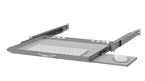 Stalflex 19" Ausziehbarer Regalboden für Tastatur und Maus, 350mm, grau RSR19-1U-350G-KM von Stalflex