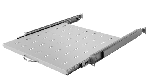 Stalflex | Einlegeboden Standard Rack 19 Zoll 1U 450mm, Metall, Grau | Einlegeboden 19 Zoll Flach Perforiert, ausziehbar im Bereich 200mm zur Montage in Server- und Netzwerkschränken in R System von Stalflex