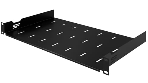 Stalflex | Standregal Standard Rack 19 Zoll 1U 270mm, Metall, Schwarz | Rackregal 19 Zoll Flach Perforiert für den Einbau in Server- und Netzwerkschränken am Rack System von Stalflex