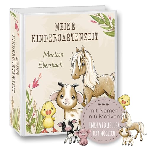 Kindergarten Ordner personalisiert mit Namen Wunschtext Farm Ente Pferd Ziege Ferkel Kuh A4 - Meine Kindergartenzeit Kindergartenordner Portfolioordner Sammelordner Junge Mädchen von Stammbuchshop