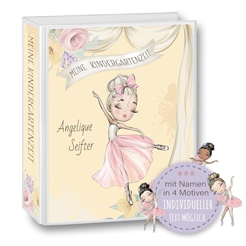 Kindergarten Ordner personalisiert mit Namen und Wunschtext Ballerina Fly Balett A4 - Meine Kindergartenzeit Kindergartenordner Krippenzeit Portfolioordner Sammelordner Mädchen von Stammbuchshop