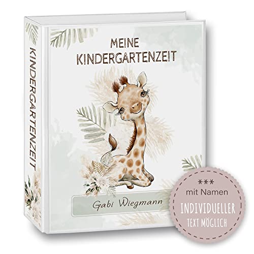 Kindergarten Ordner personalisiert mit Namen und Wunschtext Safaro Giraffe A4 - Meine Kindergartenzeit Kindergartenordner Portfolioordner Sammelordner Junge Mädchen von Stammbuchshop