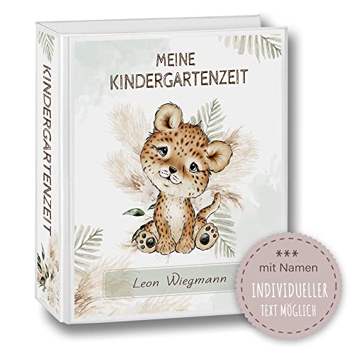 Kindergarten Ordner personalisiert mit Namen und Wunschtext Safaro Leopard A4 - Meine Kindergartenzeit Kindergartenordner Portfolioordner Sammelordner Junge Mädchen von Stammbuchshop