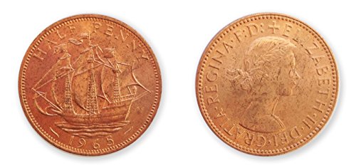 Sammlermünzen- 1965 Unzirkuliert britische Halb Cent/GB UNC/1/2 Pence von Stampbank
