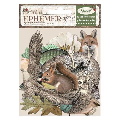 Stamperia - Ephemera for Scrapbooking, Albums, Card Making, Bullet Journalling and More, Adhesive Paper Cut Outs, Easy to Apply, Perfect for Hobbies, Crafts, and Gifting (Forest) (46 pieces) von Stamperia