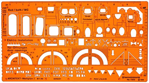 1:50 Sanitär Installation Architekt Schablone Zeichenschablone Möblierung - Innenarchitektur Technisches Zeichnen von Standardgraph Germany