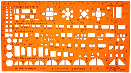 1:100 Architekt Schablone Zeichenschablone Möblierung - Innenarchitektur Technisches Zeichnen von Standardgraph