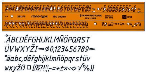 Schriftschablone 3,5 mm für Feinmine 0,35mm von Standardgraph