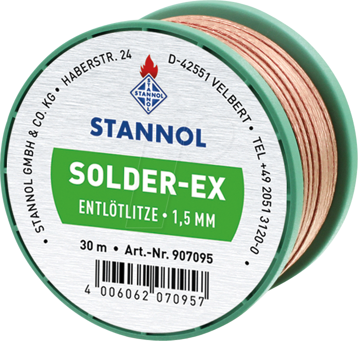 ELL STA 1,5 30 - Entlötlitze Solder-Ex, Kupfer, 30 m x 1,5 mm von Stannol