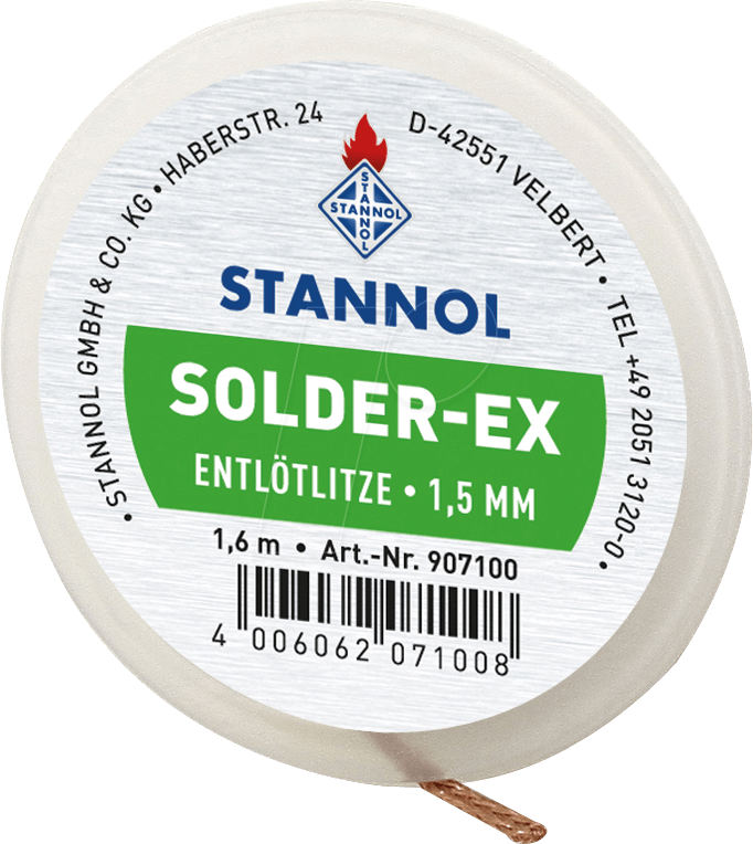 ELL STA 1,5 - Entlötlitze Solder-Ex, Kupfer, 1,6 m x 1,5 mm von Stannol