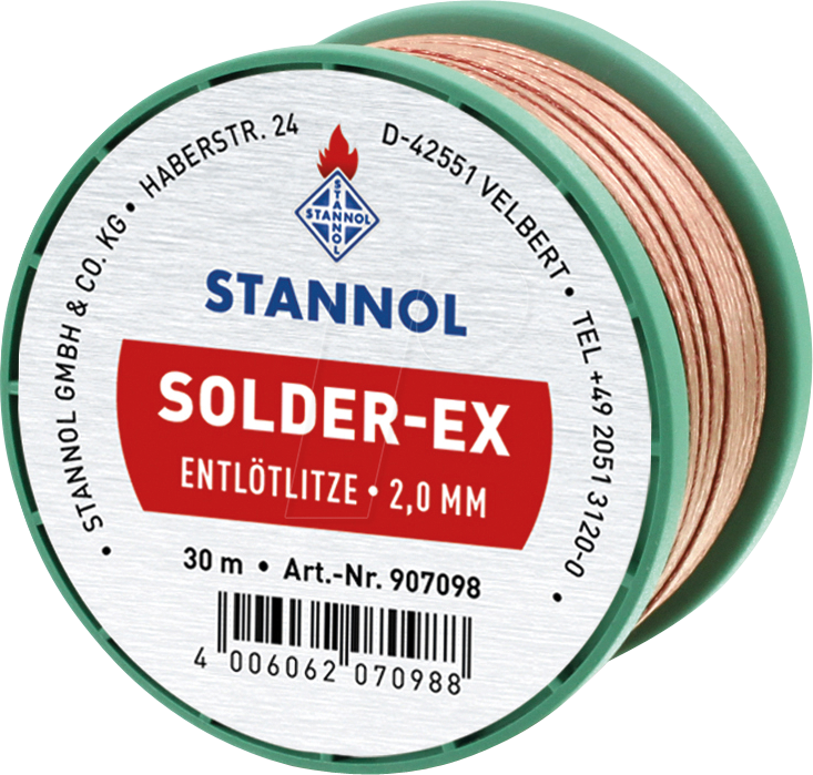 ELL STA 2,0 30 - Entlötlitze Solder-Ex, Kupfer, 30 m x 2,0 mm von Stannol