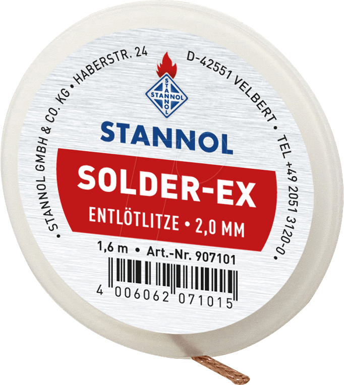 ELL STA 2,0 - Entlötlitze Solder-Ex, Kupfer, 1,6 m x 2,0 mm von Stannol