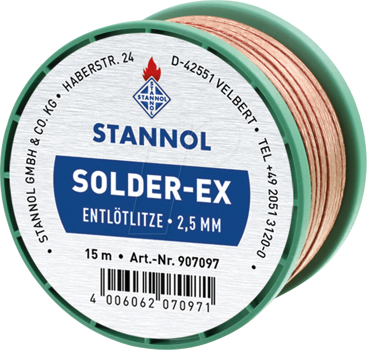 ELL STA 2,5 15 - Entlötlitze Solder-Ex, Kupfer, 25 m x 2,5 mm von Stannol