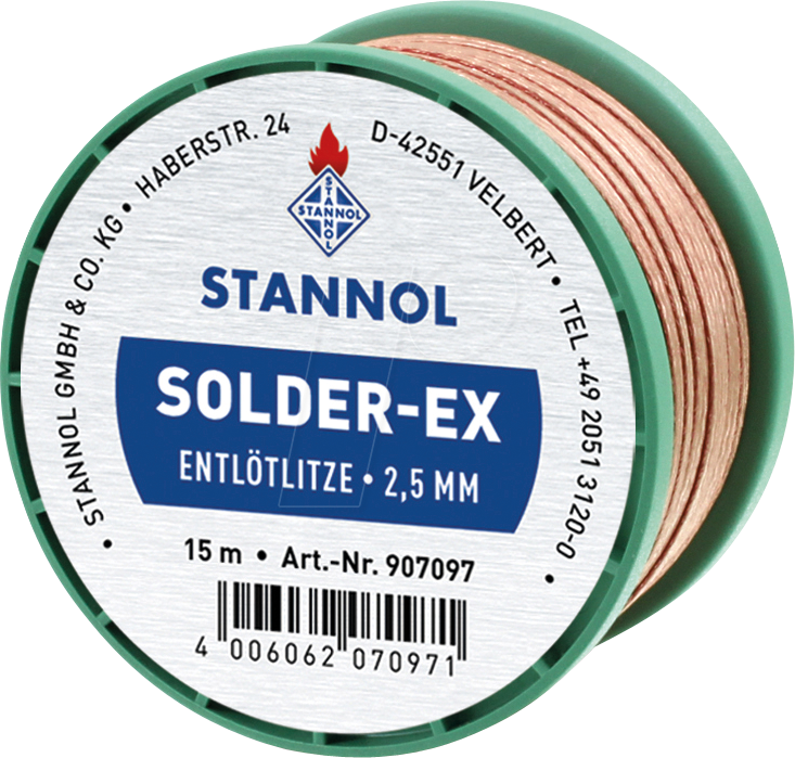 ELL STA 2,5 15 - Entlötlitze Solder-Ex, Kupfer, 15 m x 2,5 mm von Stannol