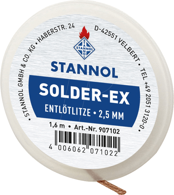 ELL STA 2,5 - Entlötlitze Solder-Ex, Kupfer, 1,6 m x 2,5 mm von Stannol
