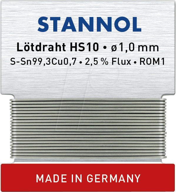 STA HS10 TC 1,0W - Lötzinn HS10 bleifrei mit Kupferanteil, Ø 1,0 mm, 6 g von Stannol