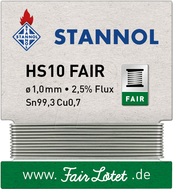 STA HS10F TC1,0W - Lötzinn HS10 FAIR bleifrei mit Kupferanteil, Ø 1,0 mm, 5 g von Stannol