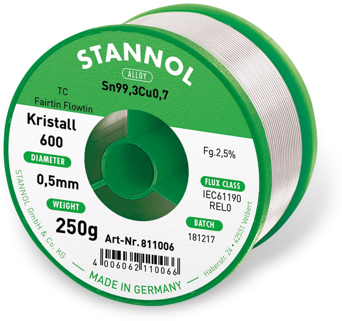 STANNOL Lötzinn Kristall 600 TC, 0,5 mm, 250 g STANNOL Lötzinn Kristall 600 TC, 0,5 mm, 250 g von Stannol