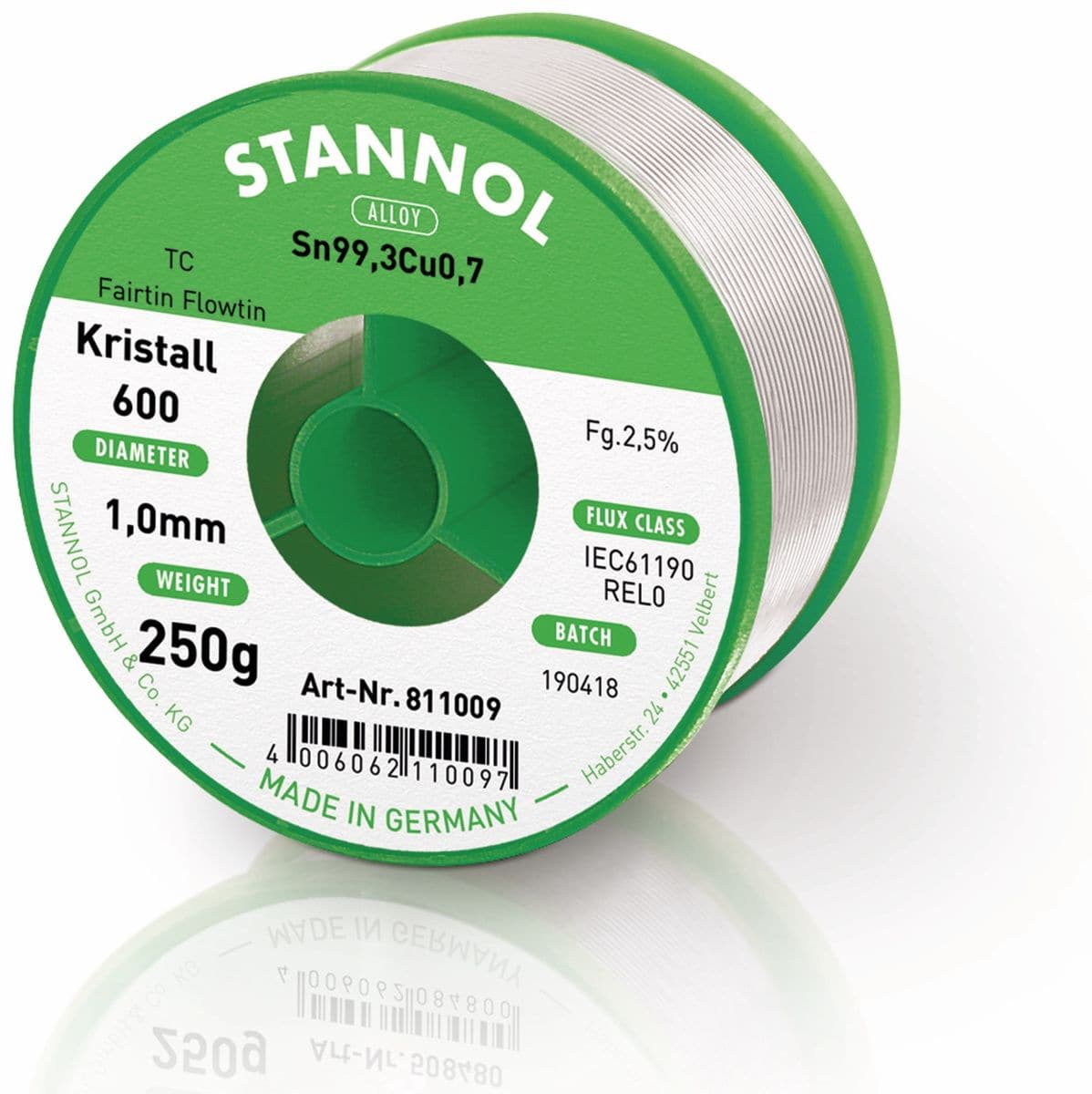 STANNOL Lötzinn Kristall 600 TC, 1,00 mm, 250 g von Stannol