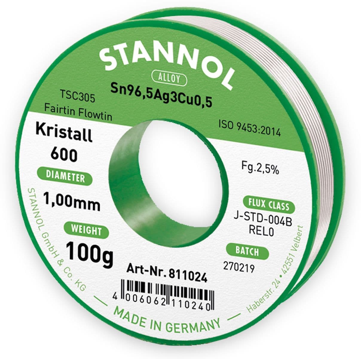 STANNOL Lötzinn Kristall 600 TSC305, 1 mm, 100 g von Stannol