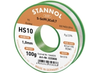 Stannol HS10 2,5% 1,0MM SN99,3CU0,7 CD 100G Lötzinn, bleifrei Bleifrei, Spule Sn99.3Cu0.7 100 g 1 mm von Stannol