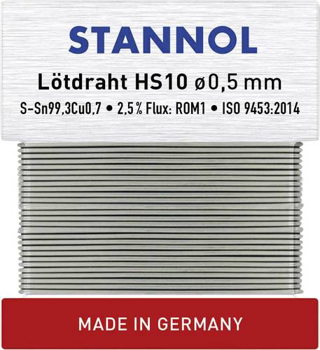 Stannol HS10 Lötzinn, bleifrei bleifrei Sn99,3Cu0,7 ROM1 10g 0.5mm von Stannol