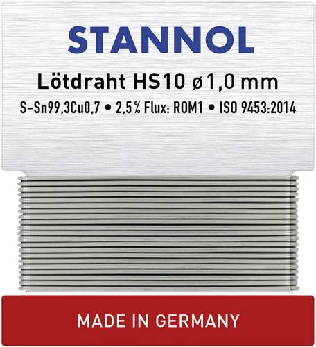 Stannol HS10 Lötzinn, bleifrei bleifrei Sn99,3Cu0,7 ROM1 6g 1mm von Stannol
