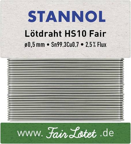 Stannol HS10Fair Lötzinn, bleifrei bleifrei Sn99,3Cu0,7 ROM1 10g 0.5mm von Stannol