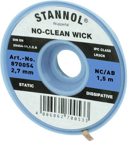 Stannol NC/BB Entlötlitze Länge 1.5m Breite 2.7mm von Stannol