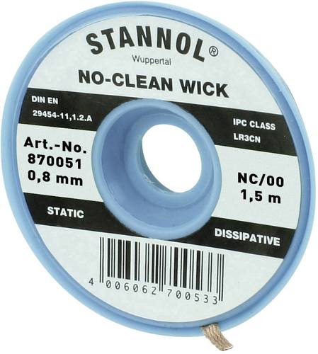 Stannol NC/OO Entlötlitze Länge 1.5m Breite 0.8mm von Stannol